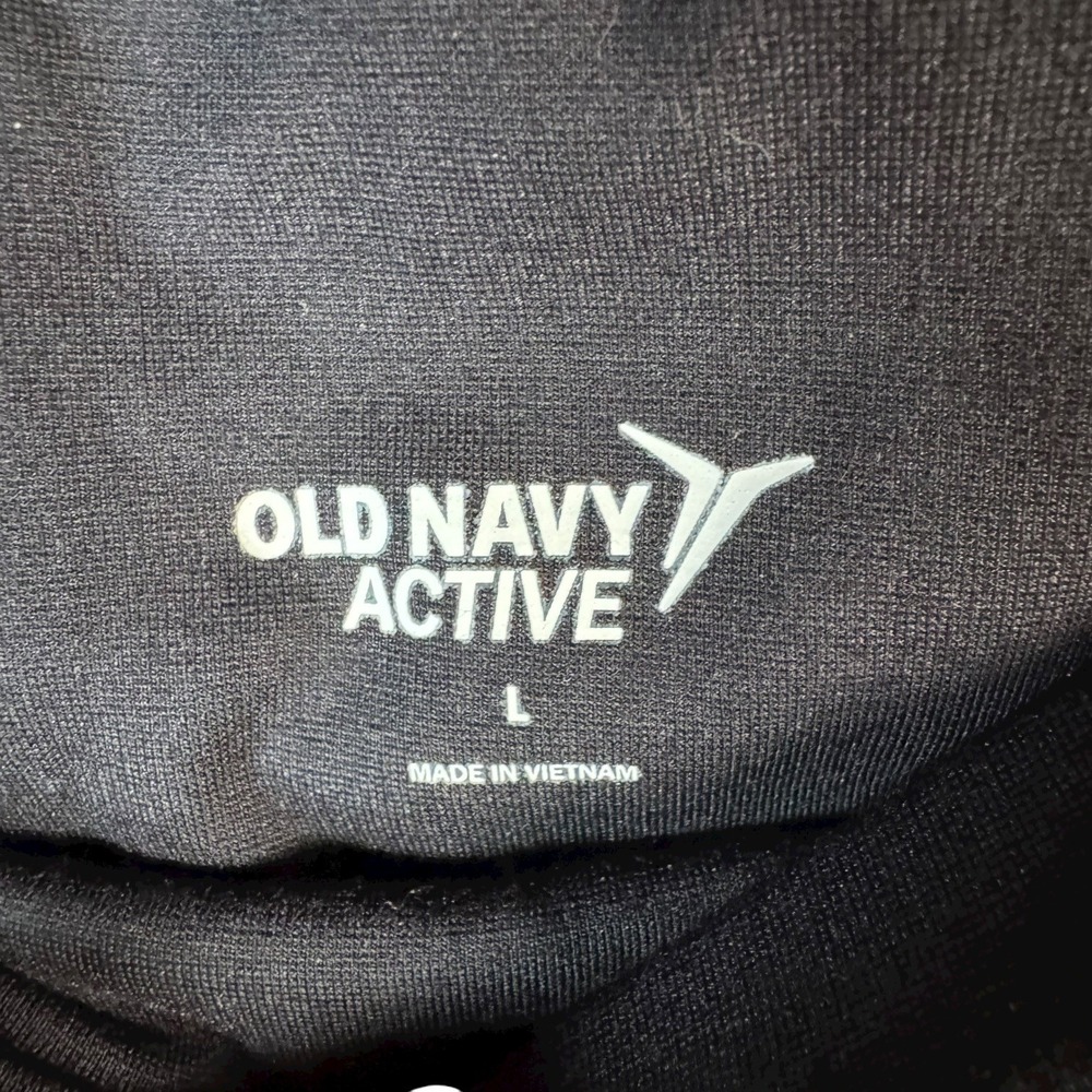 Old Navy Active Leggings Black Velvet Stripe High Waisted Athletic Yoga Pants Lg - Picture 3 of 6